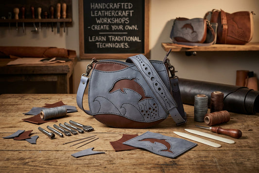 Ocean Spirit – Hand-Stitched Leather Dolphin Crossbody Bag