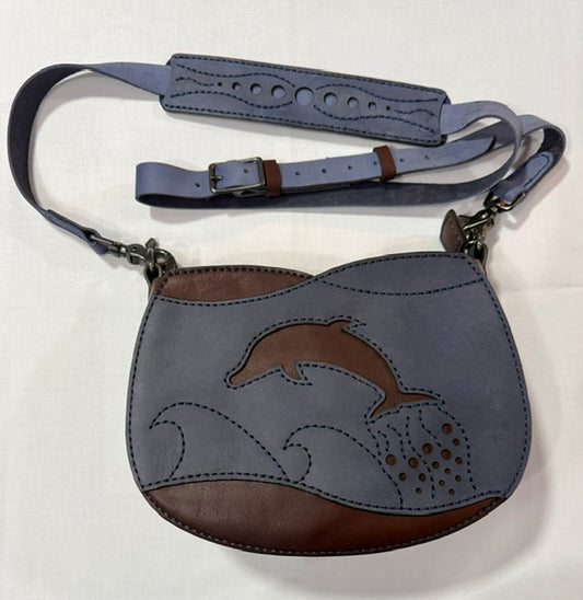 Ocean Spirit – Hand-Stitched Leather Dolphin Crossbody Bag