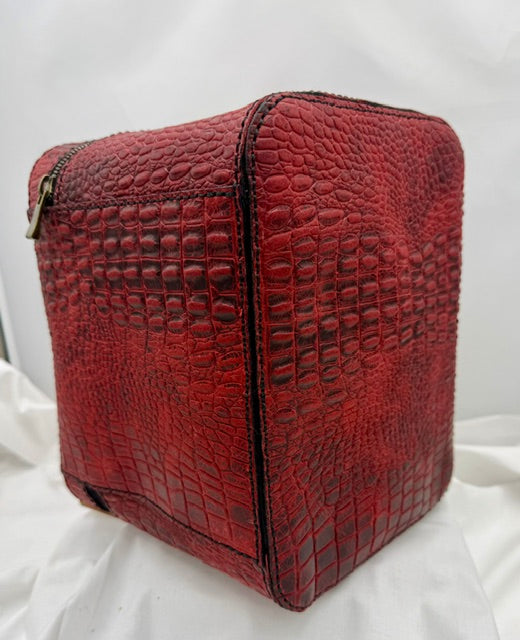 The Crimson Croc – Hand-Stitched Leather Vanity Case