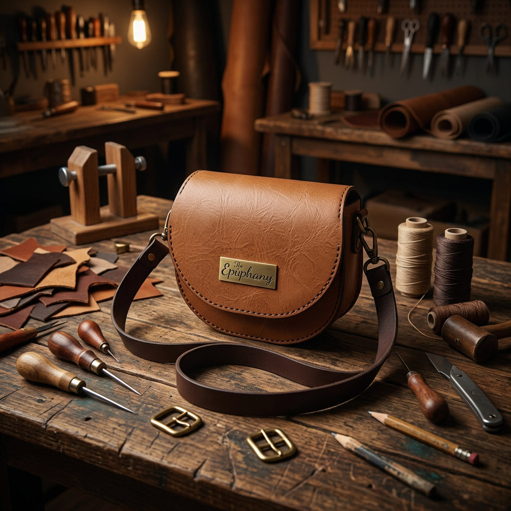 Epiphany | Hand-Stitched Leather Mini Saddle Crossbody Bag